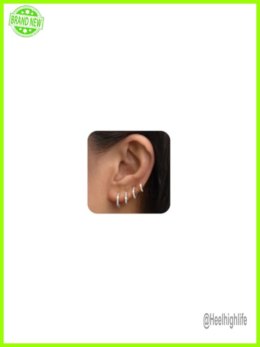 Sterling Silver Plated Hoop Earrings Set Cubic Zirconia Huggie